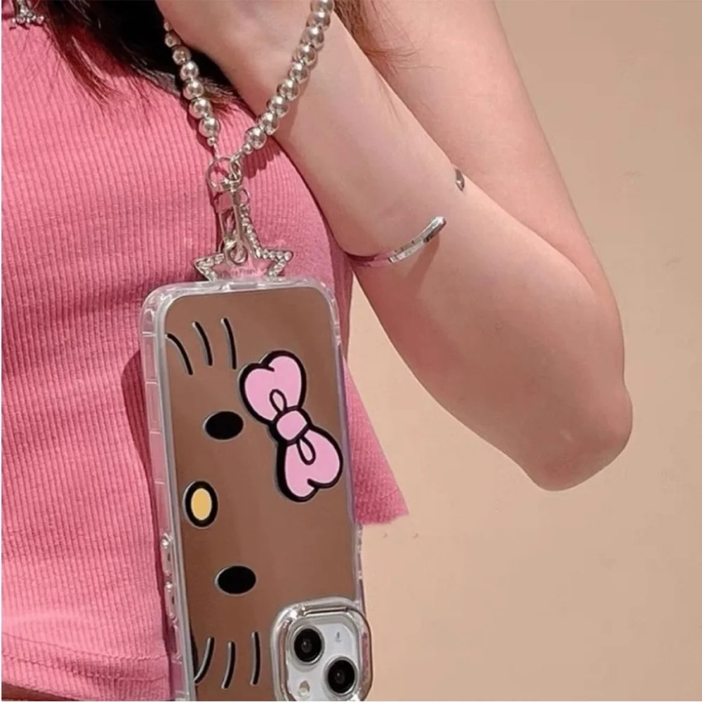 Mirror Hello Kitty iPhone 11 And iPhone XR Cute Phone Case With Keychain